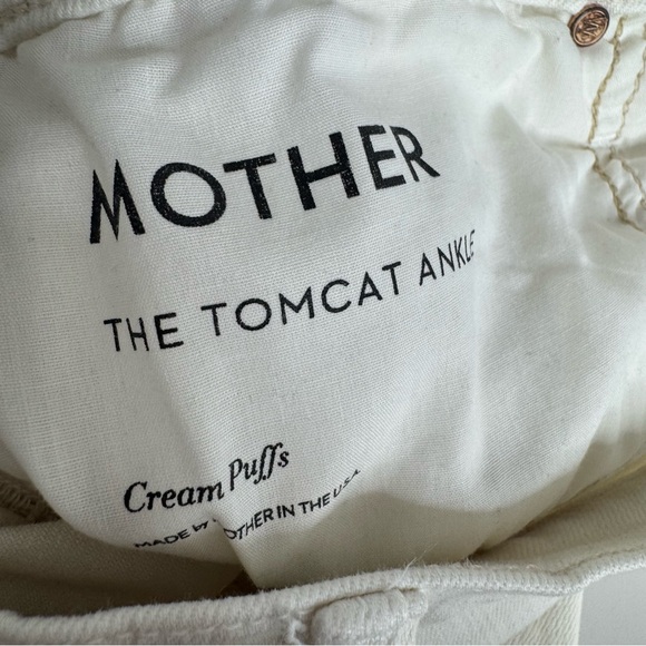 MOTHER Denim Tomcat Ankle White Cream Puffs High Rise Straight Stretch Size 28 - Picture 10 of 13